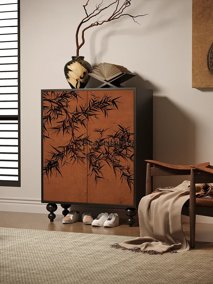 French Chinese style entrance cabinet, living room against the wall, double door side cabinet