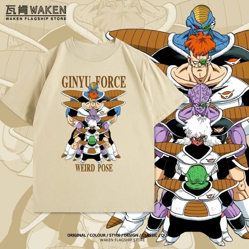 

2025 Japanese Dragon Ball Crew Neck Manga Printed Retro Pure Cotton Men's and Women's Summer Short Sleeves