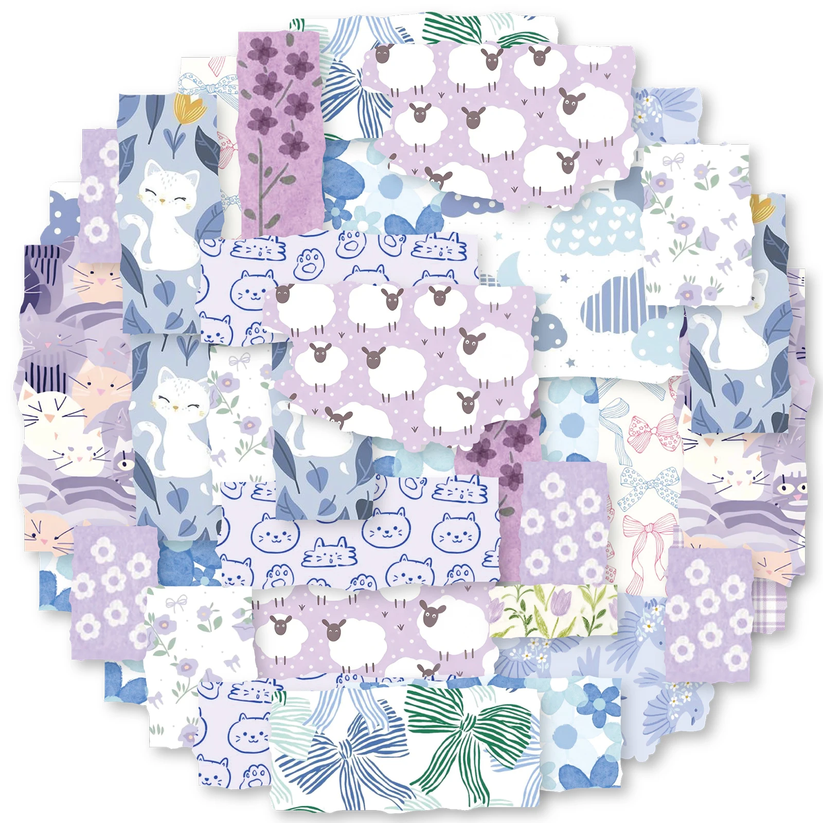 Etori Life Cute Purple and Blue Adorable Pet Washi Tape 60Mm×2M Healing Soft Cute Cat and Sheep Decorative Tape Suitable for Laptops, Suitcases, Guitars, Water Bottles, Pencil Cases, Handmade Scrapbooking Supplies, Office Decorative Accessories, Gift Paper Bags, DIY Crafts, Art Aesthetics, School Supplies, Back-To-School Season, Gifts for Friends, Colorful, Korean Stationery