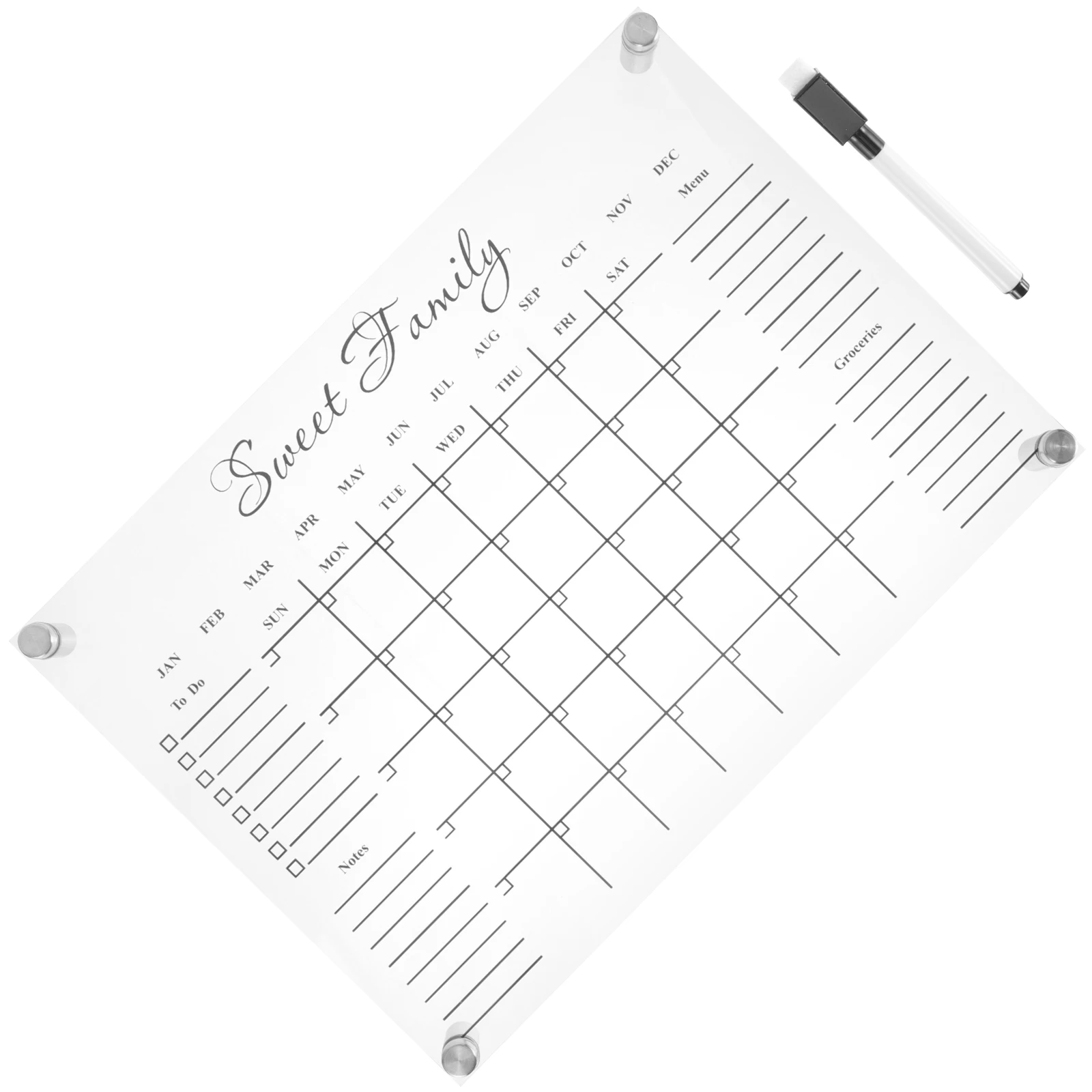 1Set Safe Acrylic Message Board Wall Mounted Calendar Planner Home Office Decoration Acrylic Memo Board