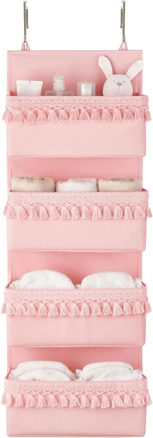 

Over The Door Organizer Boho Nursery Storage Decor Closet Hanging Organizer with Tassels Decoration for Bedroom Nursery Bathr