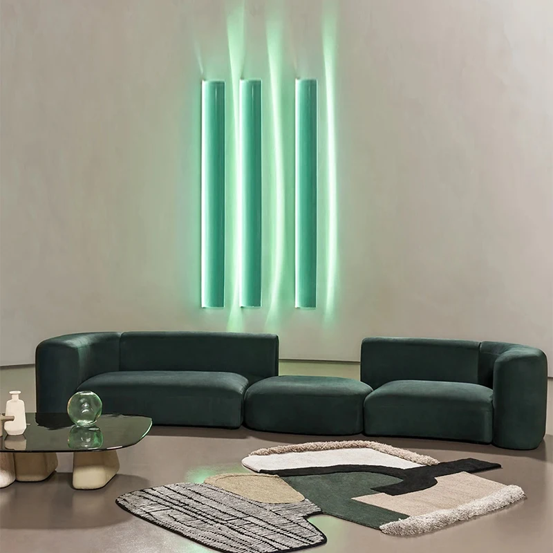 

Modern minimalist furniture leather sofa designer Italian minimalist living room three people