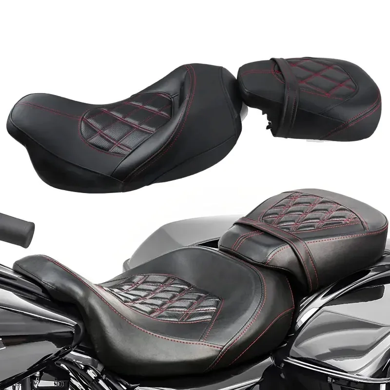 

Motorcycle Low-Profile Seat Pillion Passenger Rider Seat For Harley Touring CVO Street Glide Road King Special Classic 2008-2023