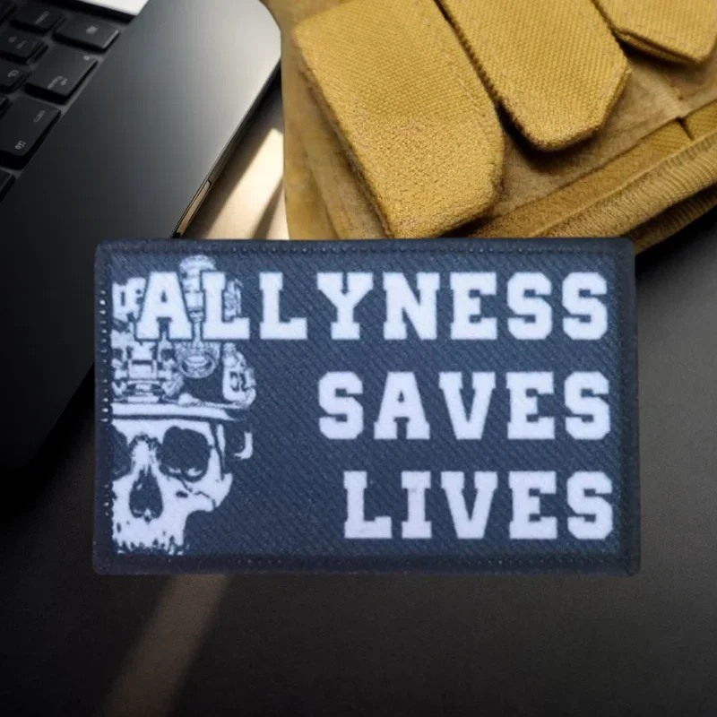 

Allyness Saves Lives Printing Patch Skull Hook and Loop Morale Tactical Badge Outdoor Backpack Hat Sticker Accessories Appliques