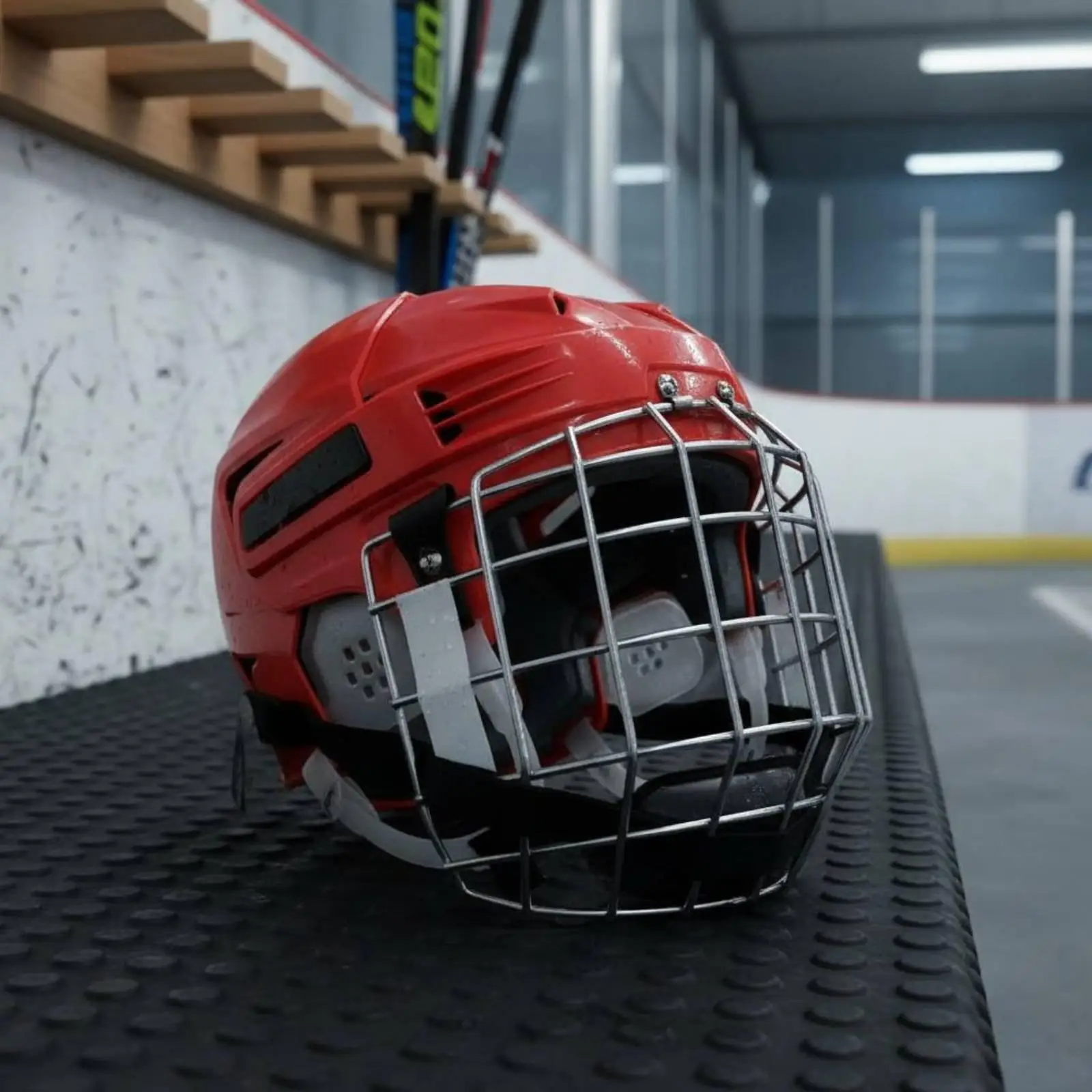 Adult Youth Hockey Helmet with Steel Cage Face Guard Adjustable Fit ABS EVA Foam Lining for Ice Sports