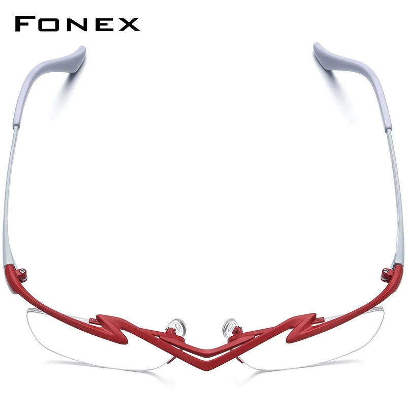 FONEX Titanium Glasses Frame Women 2024 New Men Semi Rimless Square Eyeglasses Half Frame Eyewear F85763