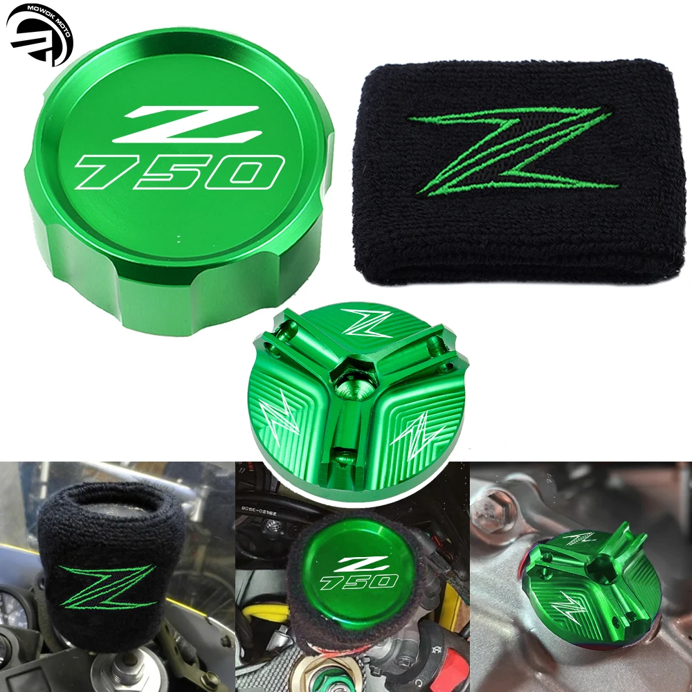 For Kawasaki Z750 Z750S Z 750 2005-2012 2008 2009 2010 2011 Motorcycle Front Brake Fluid Reservoir Cap Cover Sock Oil Filler Cap