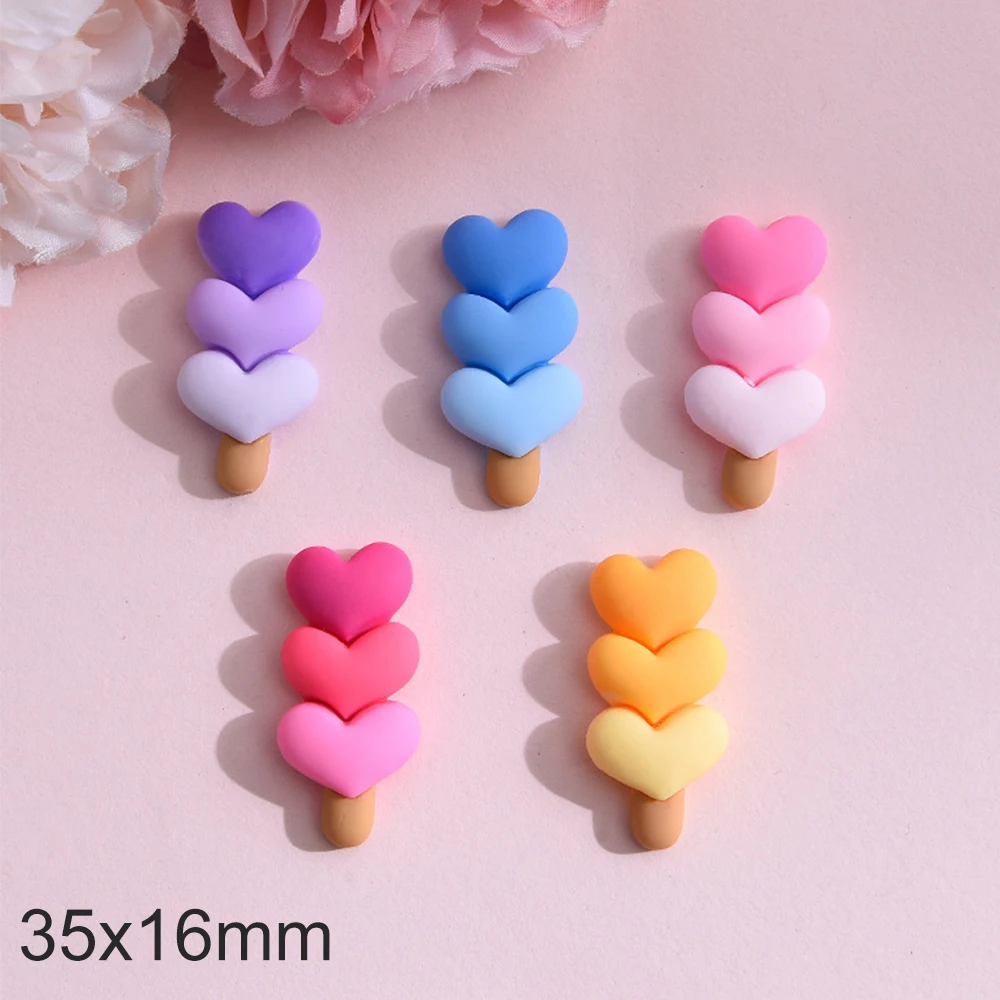 10PCS Heart Lollipop Series Resin Flat Back Cabochons For Hairpin Scrapbooking DIY Jewelry Craft Decoration Accessories