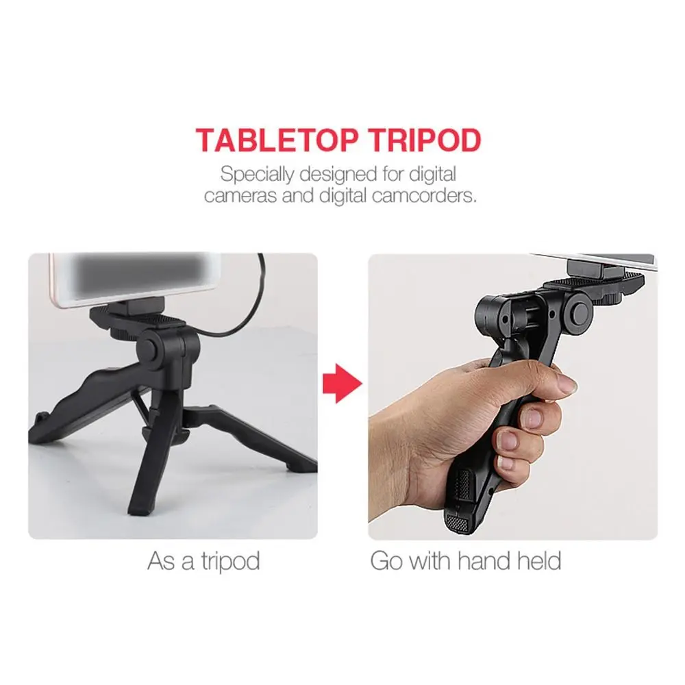 Rotating LED Fill Light Desktop Stand Set Handheld Tripod Versatile Phone Stand Stabilizer with Light and Microphone Portable
