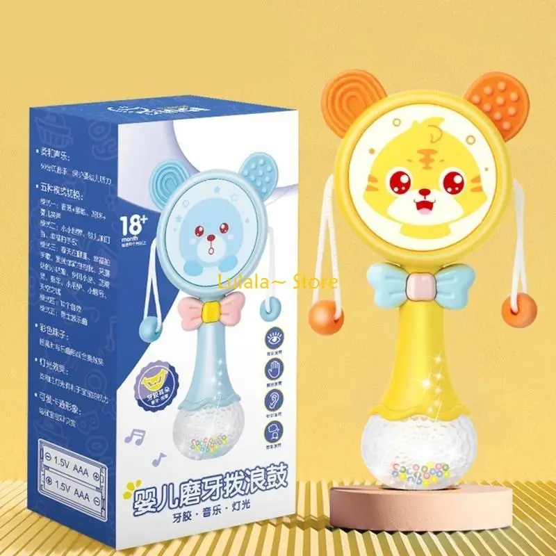 Y4QA Baby Musical Rattle Drum Toy Ring Lovely Electric Toy com som embutido Infantic Teether Grab Leangrem Toy