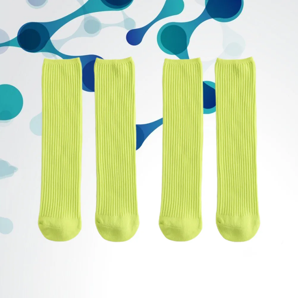 2Pairs Cotton Mid-Calf Socks for Kids and Adults Soft Breathable Comfortable Stretchy Warm Everyday Holiday Wear Unisex Solid
