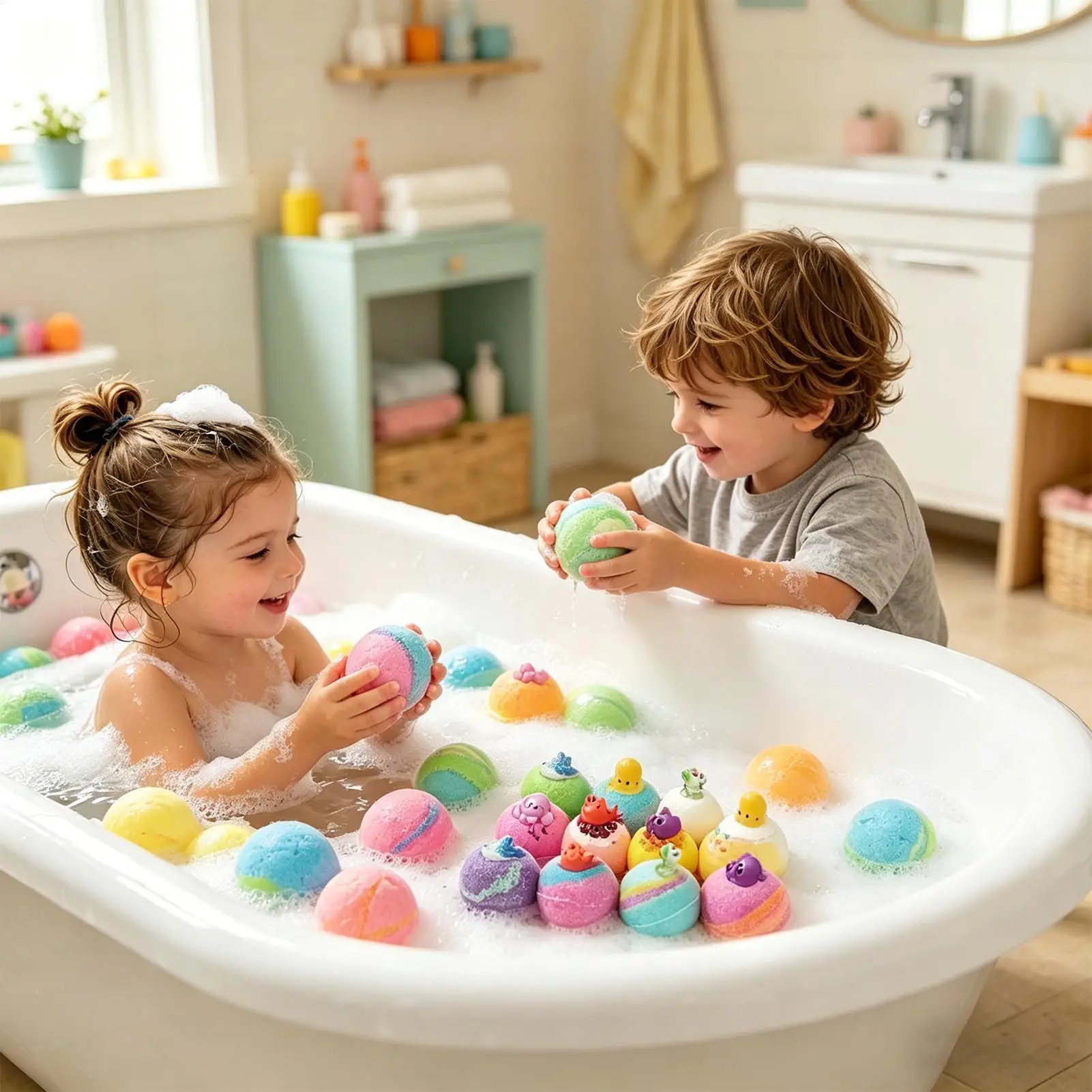 Bath Fizz Balls For Kids Natural Organic Hiddens Toy Inside Children Holiday Bath Gift Set Toddler Bathtime Surprise