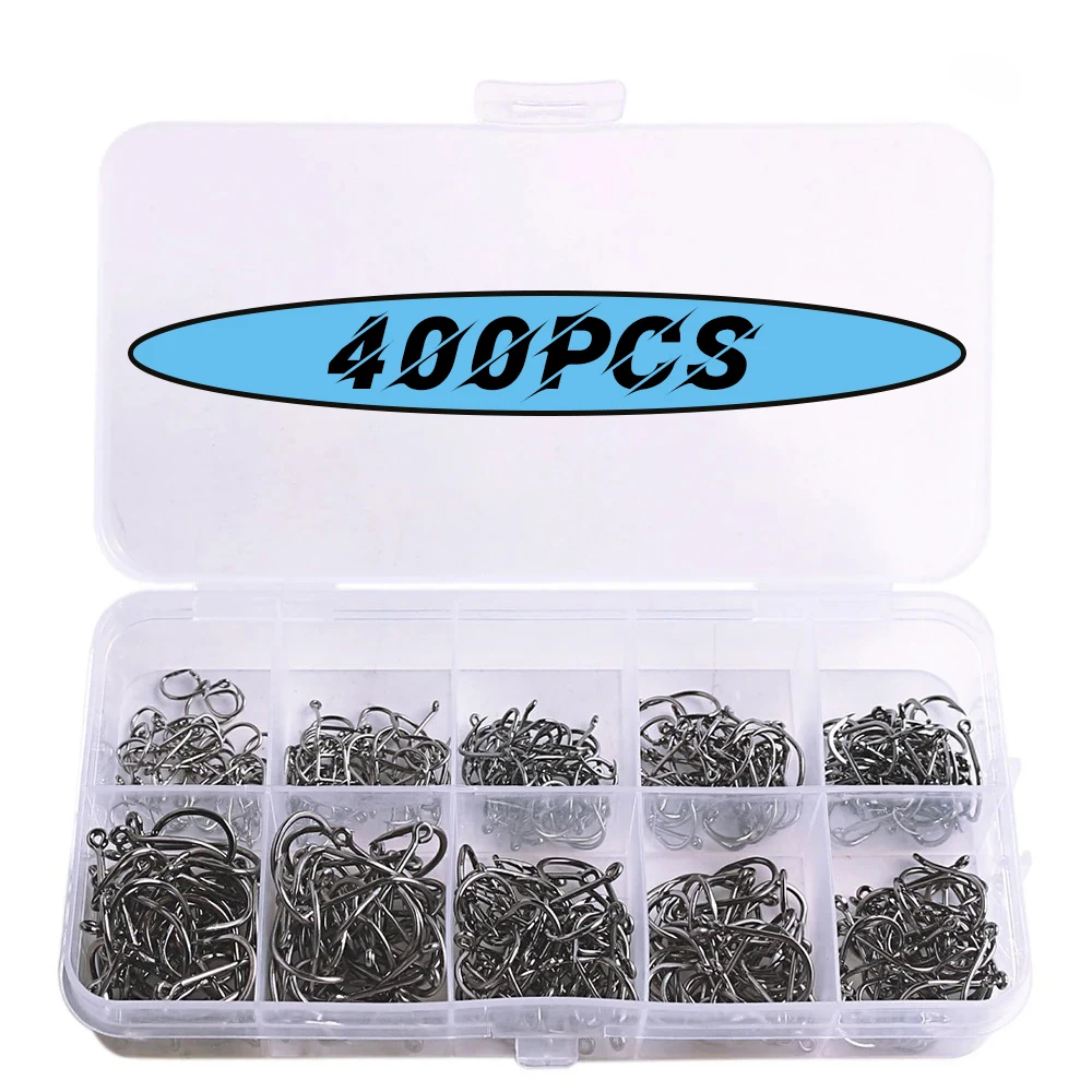 400PCS Fishing Hooks Set High Carbon Steel Sharp Durable Bar