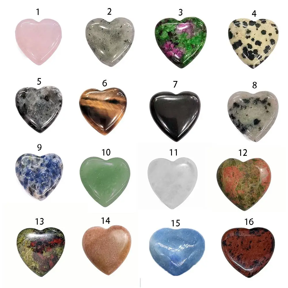Gemstone Natural Crystal Stones Non-porous Crystal Heart-shaped Stone Natural 20mm Quartz Crystal Ornaments Tumbled Stones