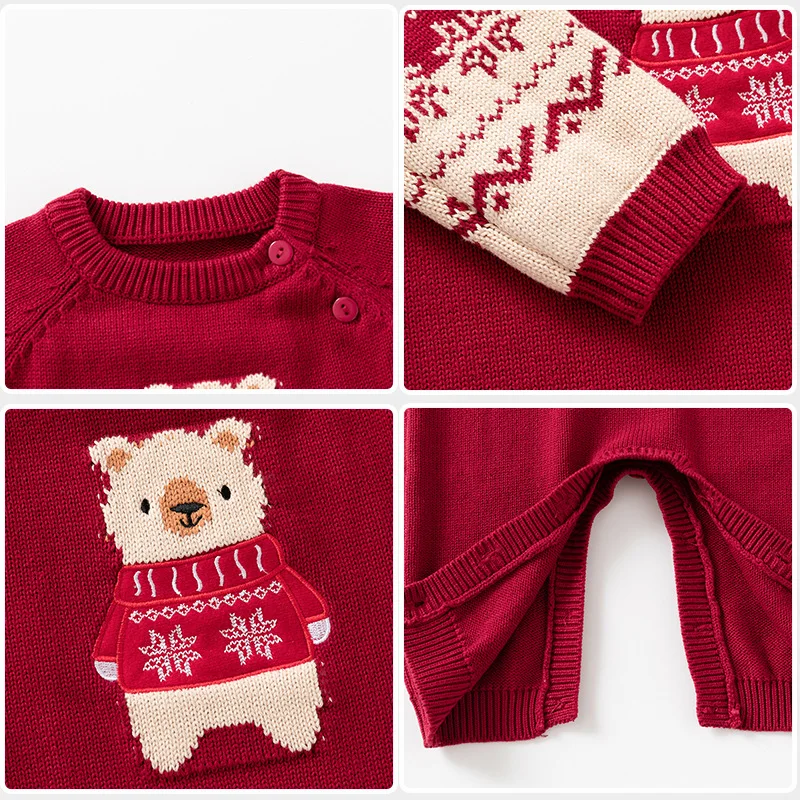 0-24M Newborn Kid Baby Boy Girl Winter Clothes Christmas Knit Baby Romper Sweater Warm Thick Jumpsuit Cute Xmas Outfit