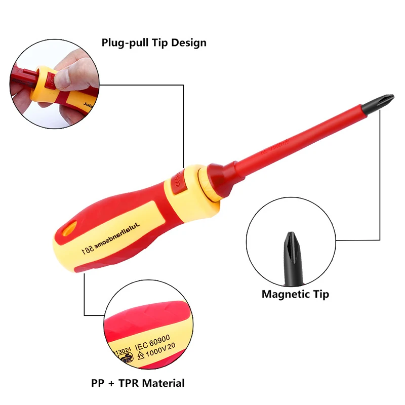 13Pcs VDE Insulated Screwdriver Set Electrician Screwdriver With Insulated Plastic Handle Screwdriver