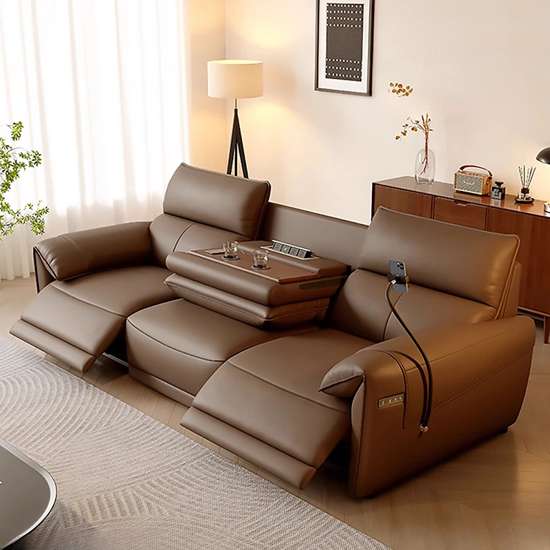 

Nordic Modern Sofas Genuine Leather Minimalist Design Convertible Sofas Lazy Relax Armchairs Puff Poltrona Living Room Furniture