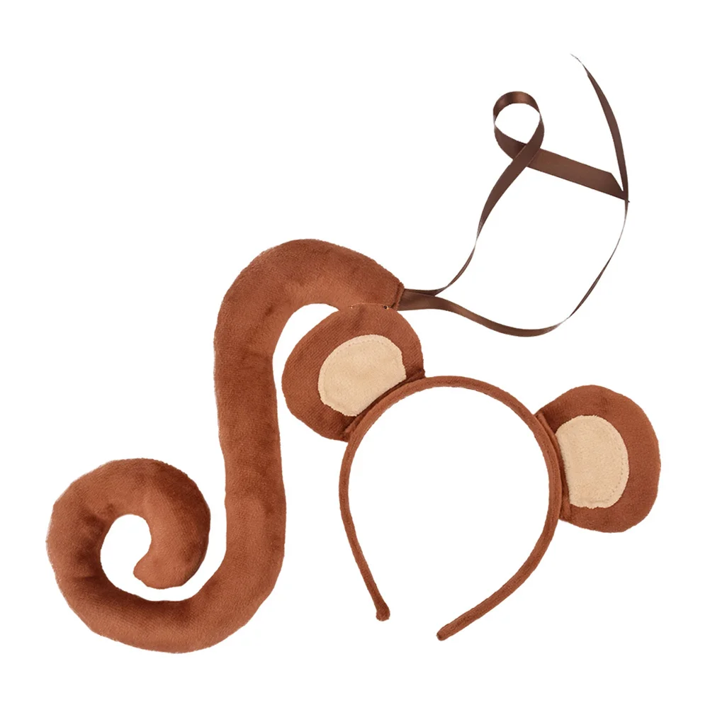 

1 Set Monkey Headband Tail Costume Kit Adorable Lifelike Design For Adults Party Festival Stage Performance Cosplay Animal