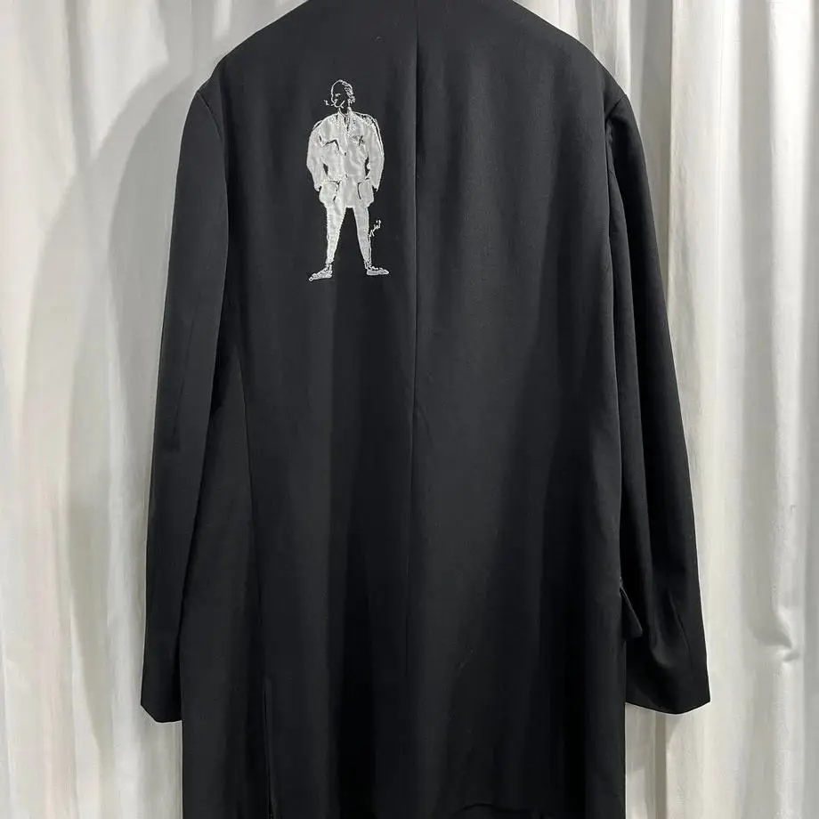 

TOP-YAMAMOTO ® Japanese dark style printed casual suit for men with loose silhouette, black suit jacket