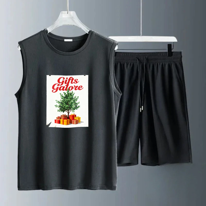 الرجال تانك الأعلى مجموعات الأزياء تنفس ملابس للرجال Summe الرجال الثريات قصيرة الأكمام + السراويل البوليستر الملابس مجموعة