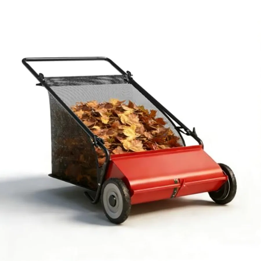 

Push Lawn Sweeper26 in Width Enhanced 4-Brush System 7 ft Capacity Heavy Duty Steel Frame Ideal for Yard and Garden Cleanup Red