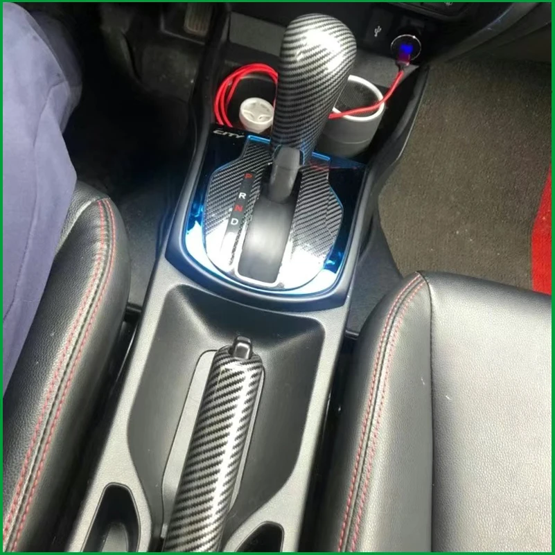 

Car Styling Interior Gear Shift Lever Knob Handbrake Cover Sticker Trim For Honda Jazz Fit GK5 AT 2015-2018Auto Parts