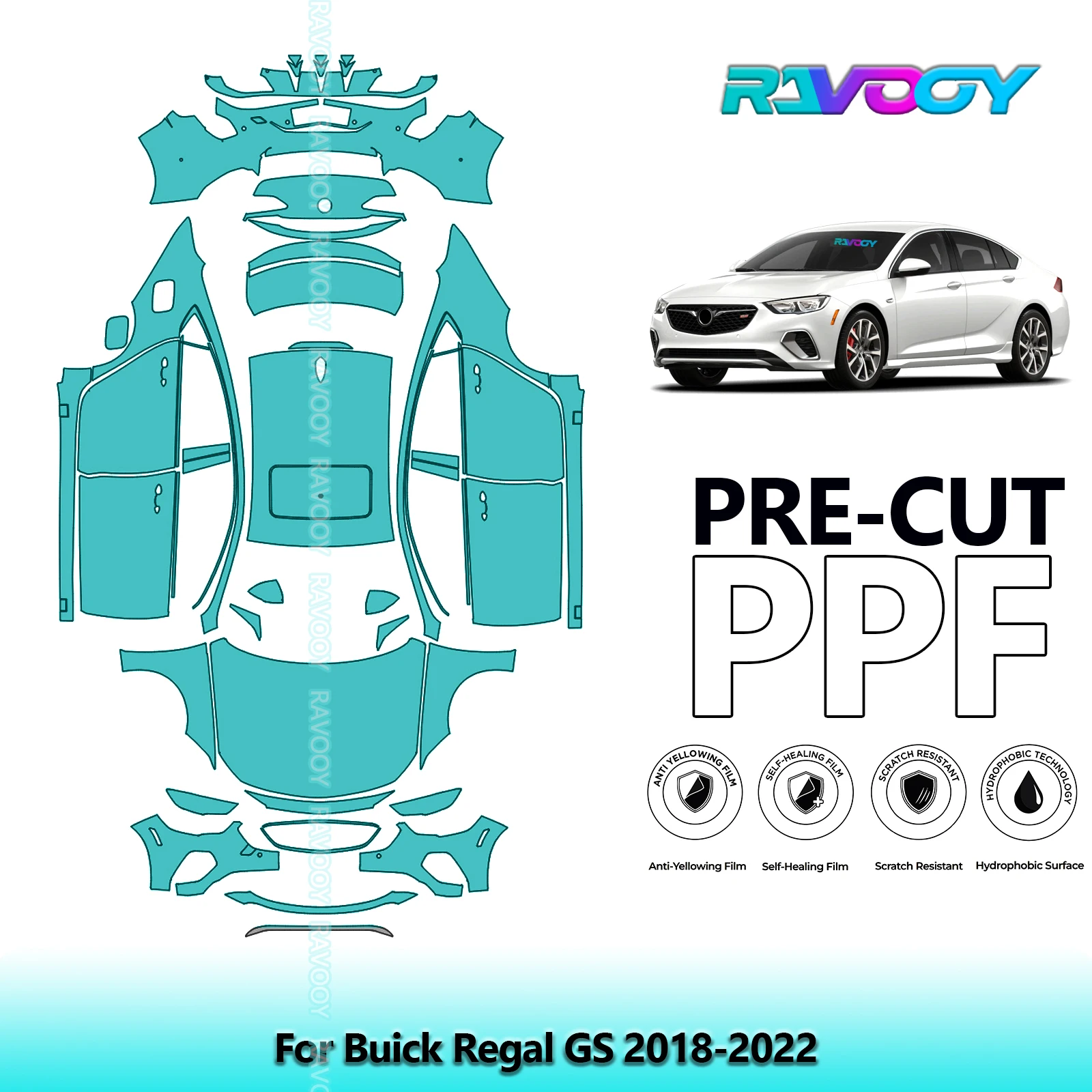 

Автомобильная предварительно вырезанная защитная пленка для краски PPF, полный автомобиль для Buick Regal GS 2018-2022
