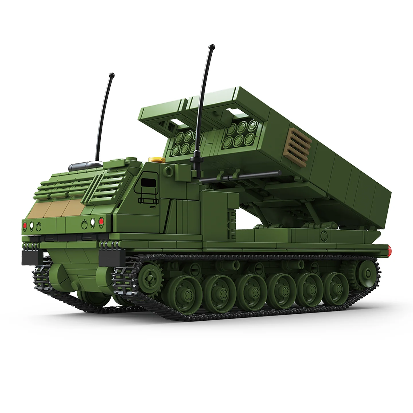 U.S. M270 Multiple Launch Rocket System Assembly Model Building Blocks; M2 Infantry Fighting Vehicle Modified MOC Toy view 6