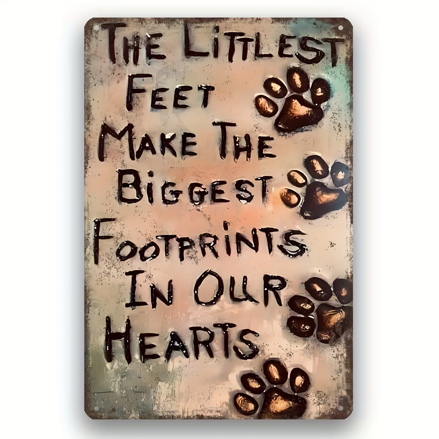 

Footprints in Our Hearts Dog Lovers Signs Holiday Party Iron Painting Art Signs Garage Garden Porch Outdoor Wall Decoration