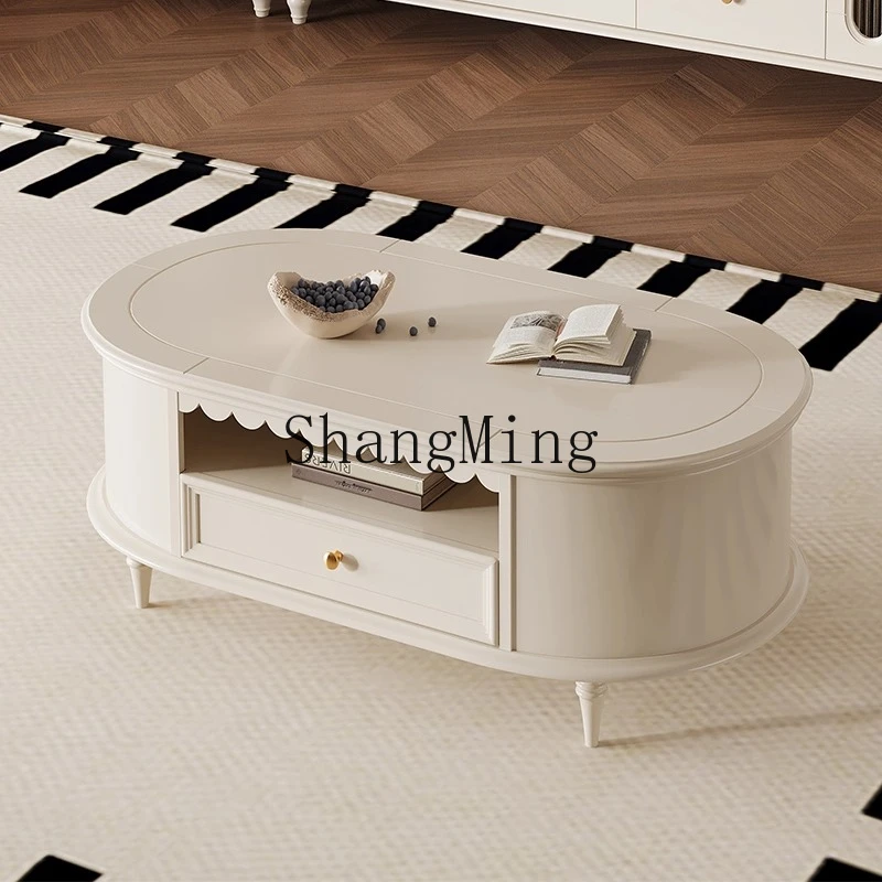 

ZYY Cream Wind Living Room Household Coffee Table Combination Floor Cabinet Modern Simple Storage Locker