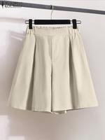 ZANZEA Elastic Waist Shorts Women Casual Loose Summer Short Pants 2025 Fashion Vintage Solid Color Pockets Bottoms Oversized