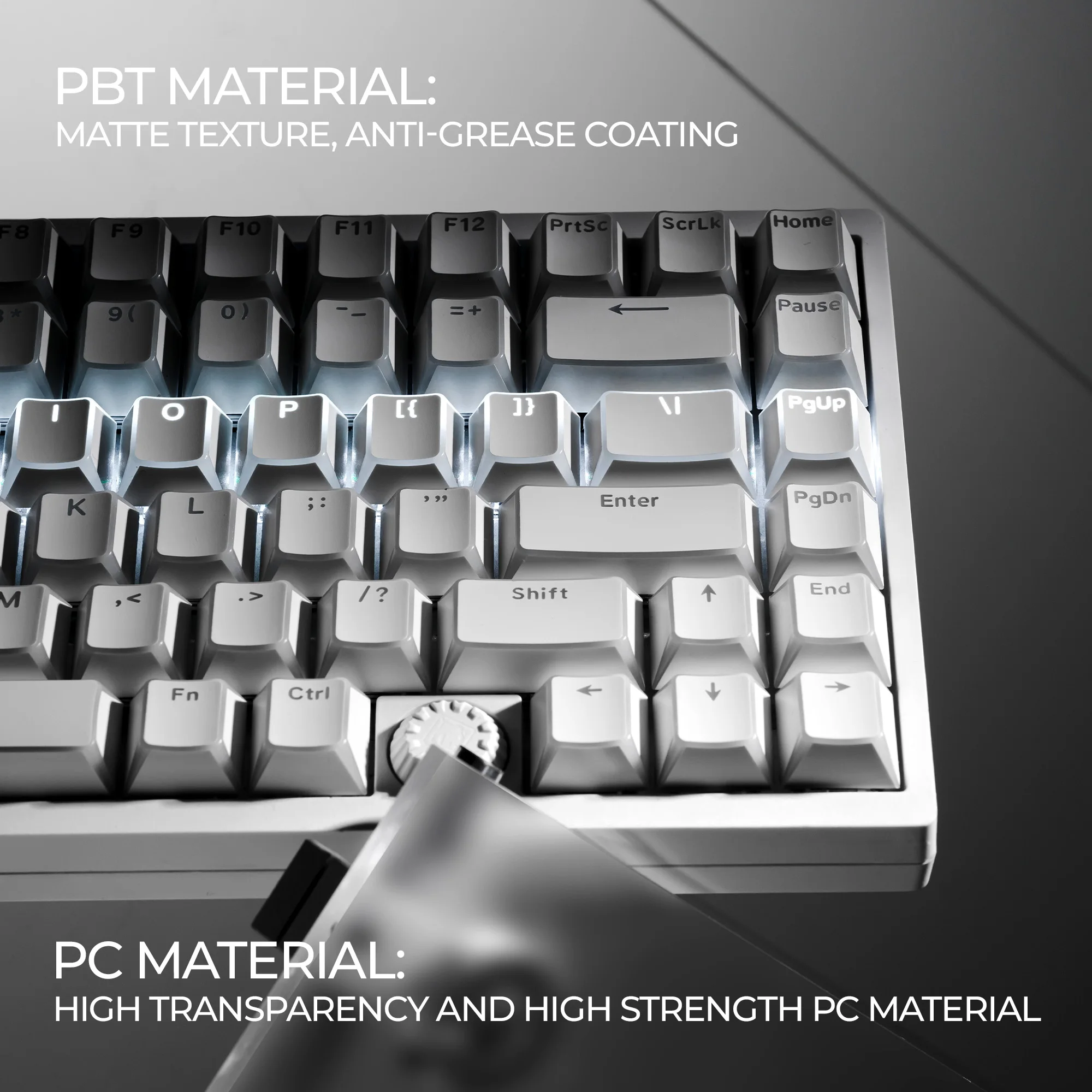 

XVX White Top Print Shine Through Keycap for North Facing Keyboard PBT Cherry Profile 136 Keys Double Shot
