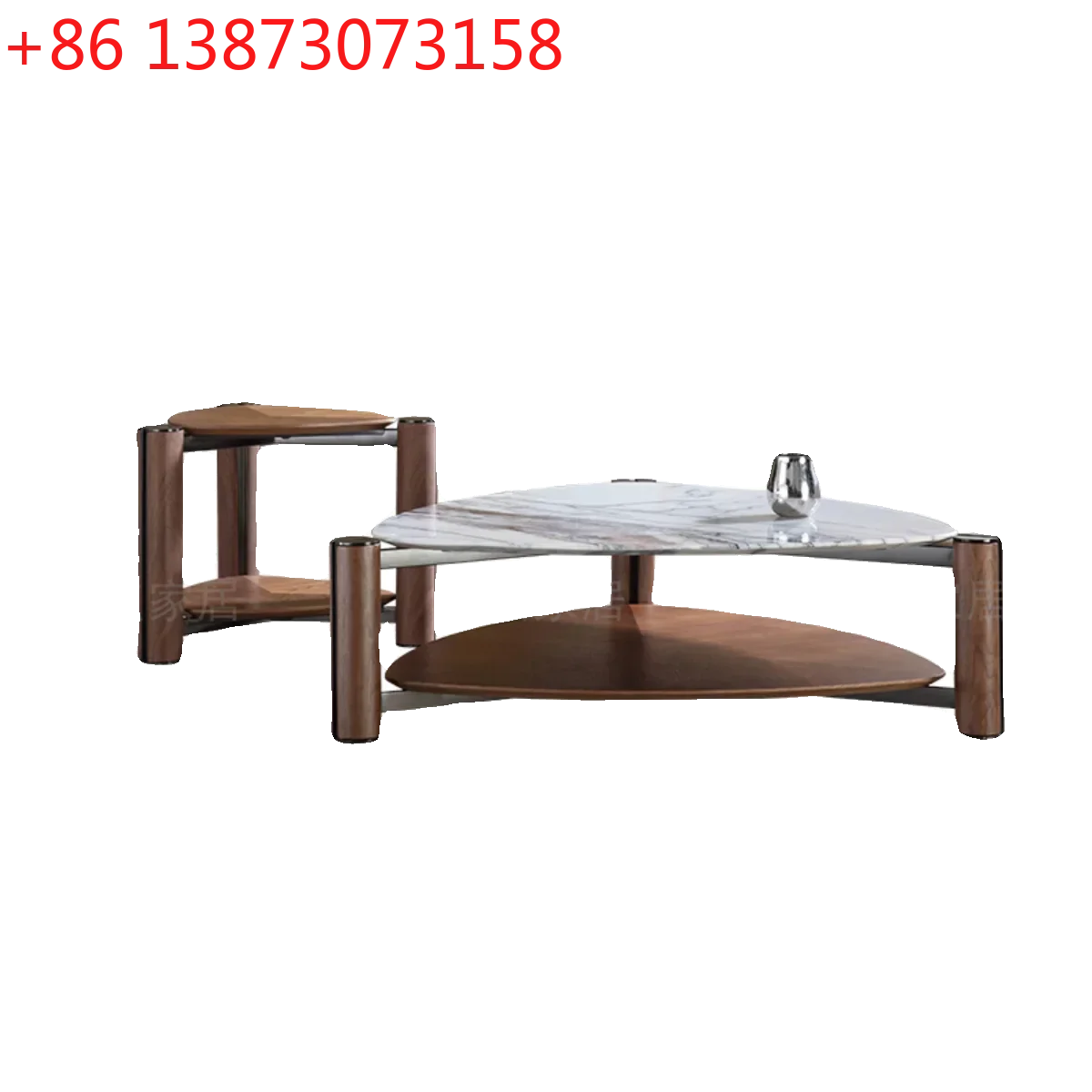

Italian minimalist designer creative marble coffee table light luxury triangular solid wood coffee table combination