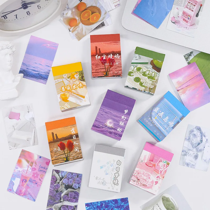 50 Sheets of Mini Scenic Sticker Book, Delicate Color Tones & High - quality Prints for Journal DIY & Handmade Gift Decoration