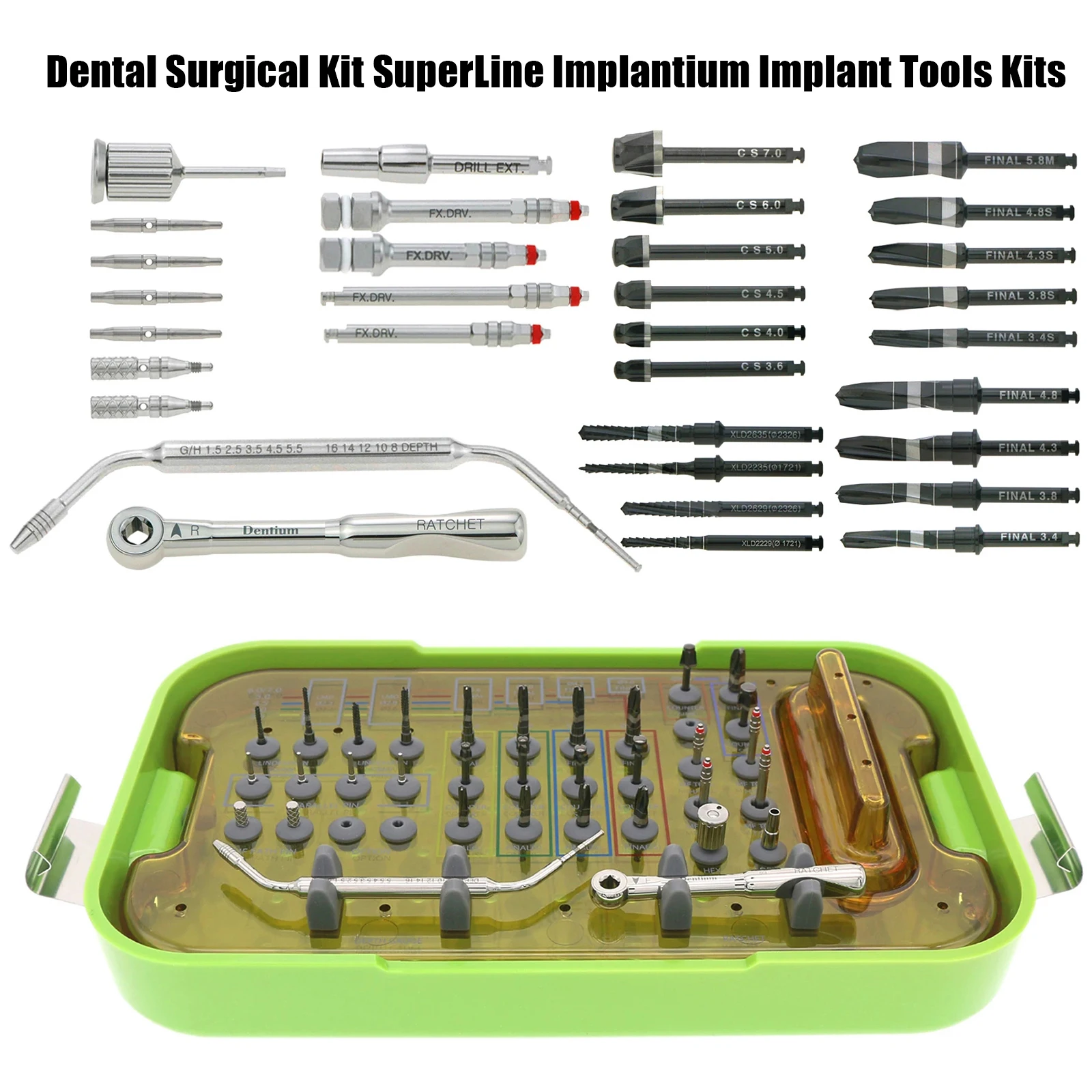 Dental Implantium Surgical Kit UXIF SuperLine Implant Surgery Instrument  Ratchet Driver Kit Universal Tool