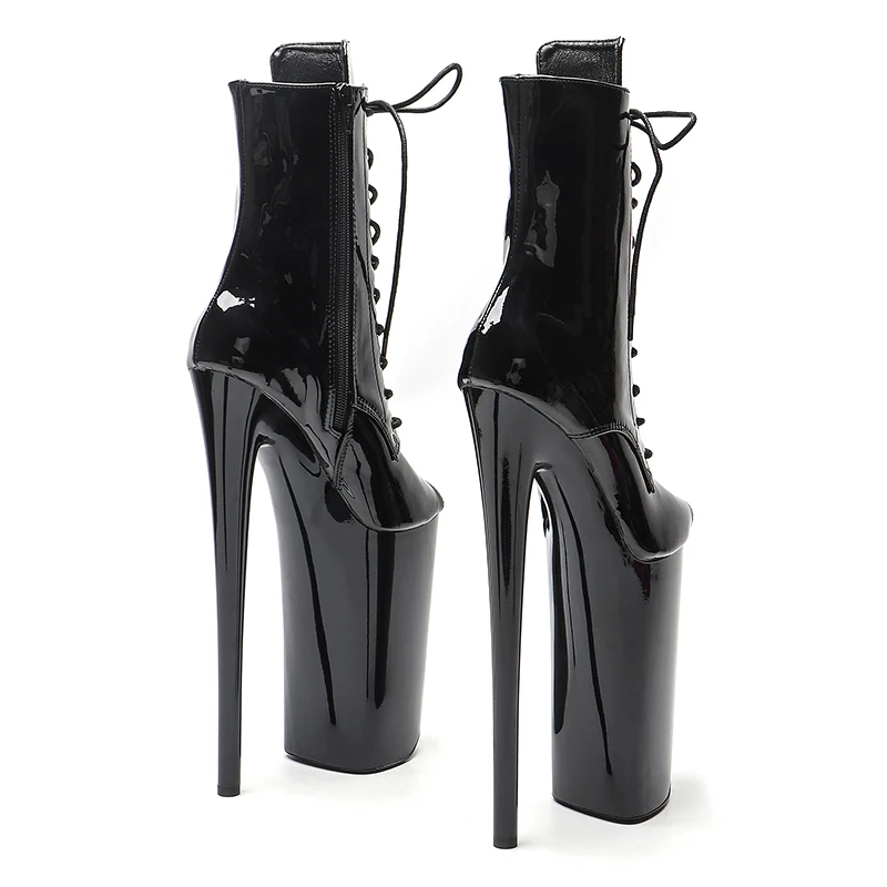 Leecabe  26CM/10inches Patent Upper small open toe   sexy exotic High Heel platform party shoes Pole Dance boot