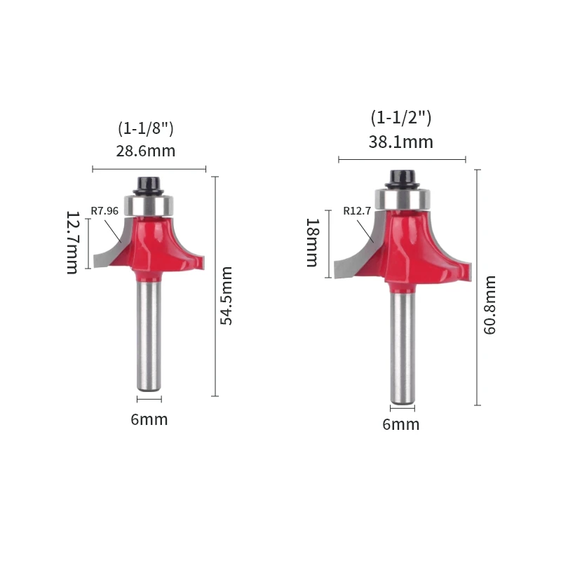 YUSUN 6MM 6.35MM Shank Corner Round Bit Router Bit Woodworking Milling Cutter For Wood Bit Face Mill Carbide Cutter End Mill