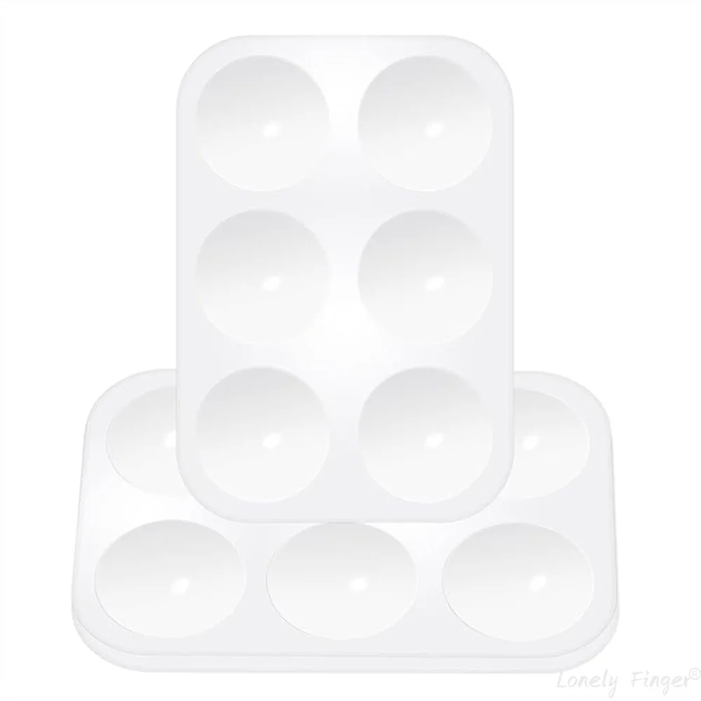 White Plastic Paint Tray Palettes, 6 Well Watercolor Oil Palette, for Artist Craft Palettes, DIY Craft and Art Painting Palettes
