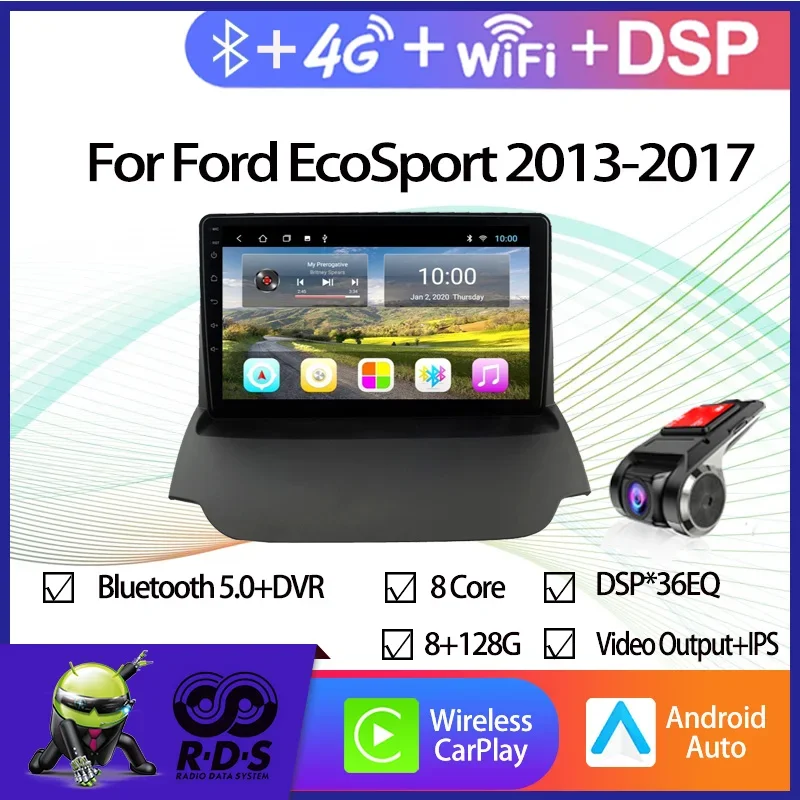 

Автомобильный GPS-навигатор Android для Ford EcoSport 2013-2017, радио стерео с RDS BT Mirror-Link, Wi-Fi Aux 4G AHD DSP CARPLAY