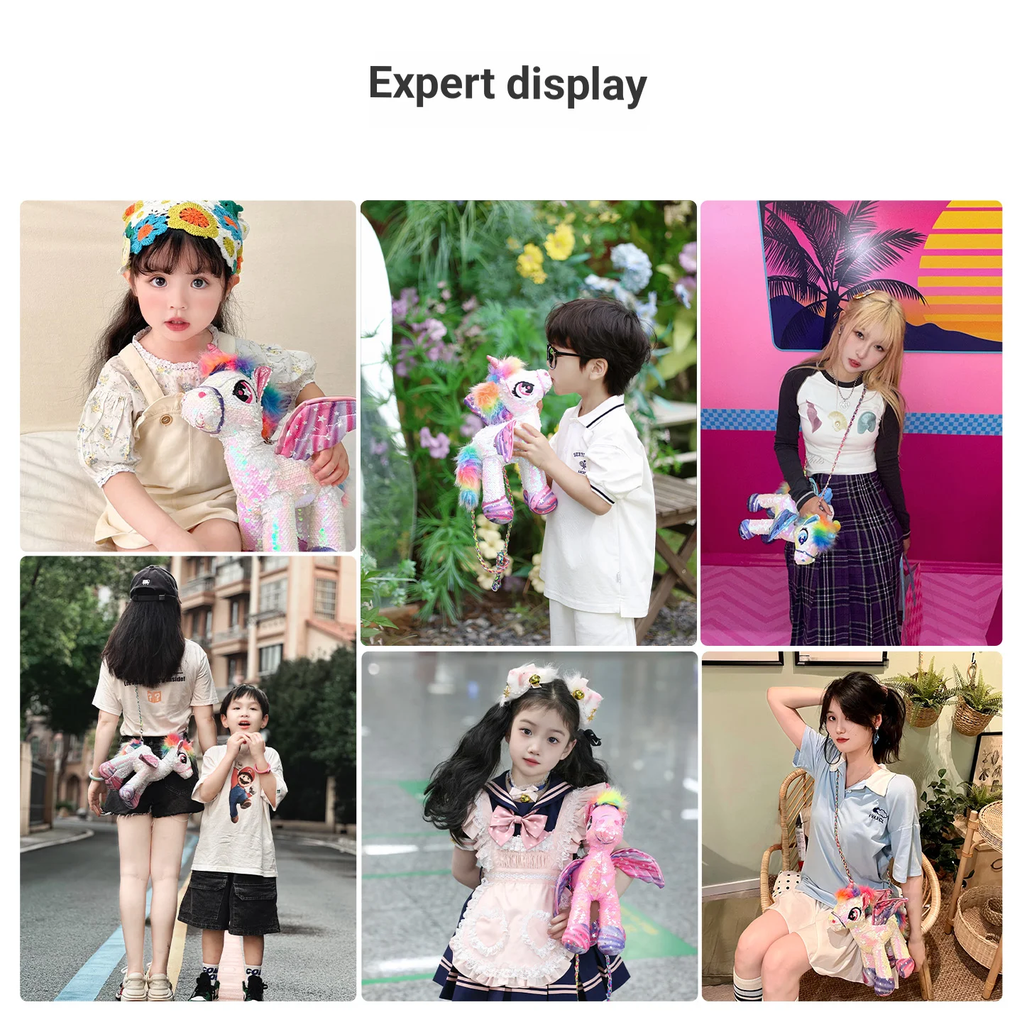 حقيبة كروس من القطيفة على شكل وحيد القرن مزينة بالترتر للأطفال هدية عيد ميلاد أنيقة للفتيات من Mochilas Mujer موضوع حيوان لطيف