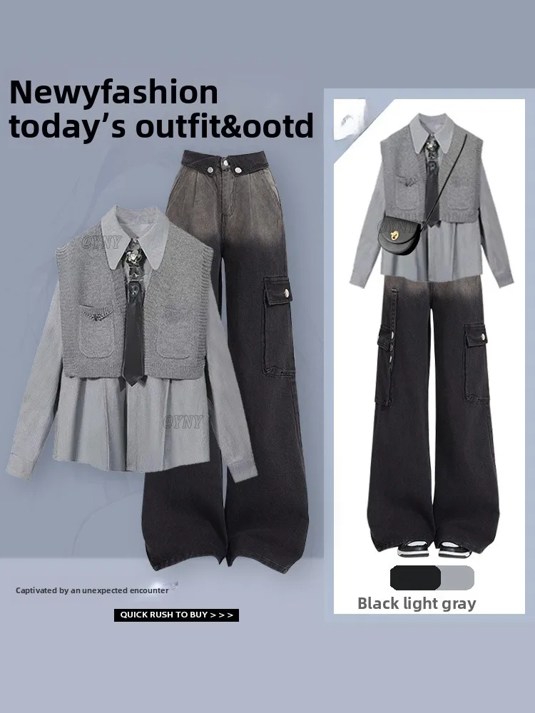 

Ay College Sle Faion комплект женский вязаный шил irt утягивающая джинсовая рабочая одежда футболка костюм осень новое поступление