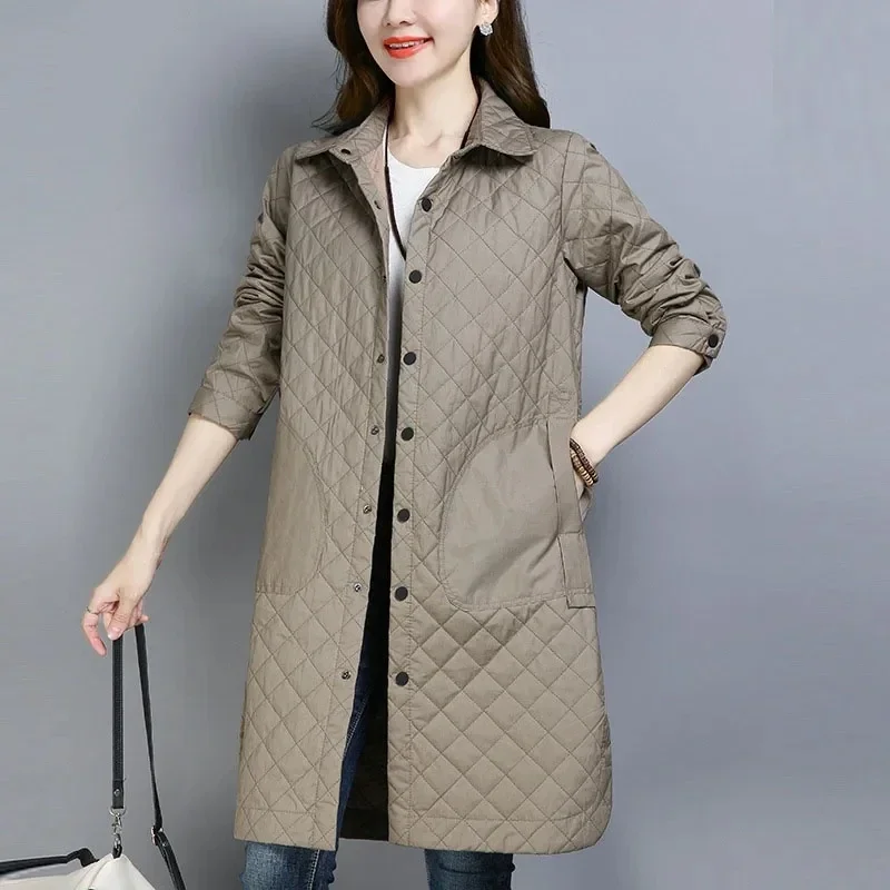 2023 New Women Mid-Length Jacket Autumn Winter Parkas Women's Light Thin Down Cotton Coats Ladies Casual Basic Outerwear Ladies