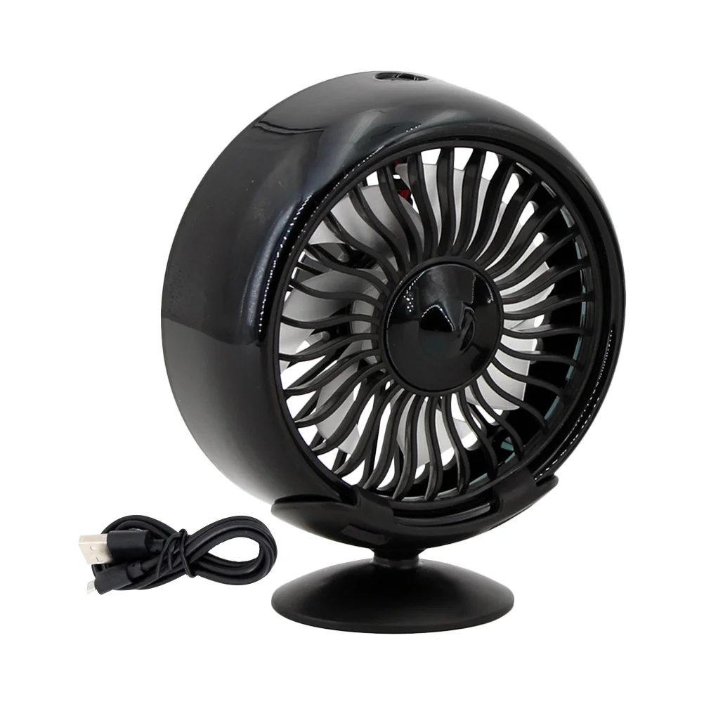 1Pc USB Car Air Cooling Fan Vehicle Dashboard Fans Adjustable Strong Wind Cooler Fan Car Interior Accessories(Black)