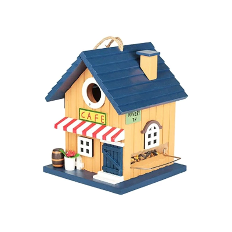 

【Hot Cake】2IN1 Cafe Blue-Bird House And Birdfeeder 2 Options Entrance Size For Bluebirds Sparrows And Finches