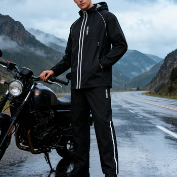 WOSAWE Motorcycl Raincoat Set Rain Jacket Pants Men Women Waterproof Windproof Coat Riding Rainproof Jackets 6