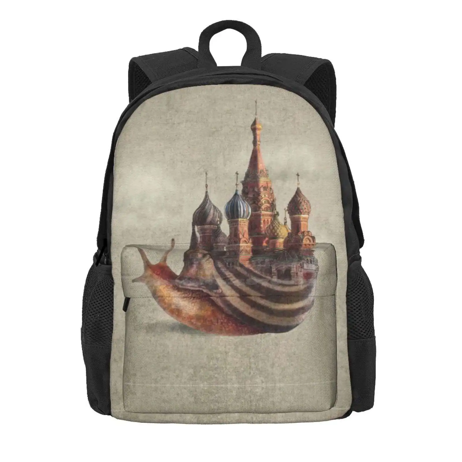 The Snail'S Daydream Hot Sale Schoolbag Backpack Fashion Bags Snail Fantasy St Basils Cathedral Whimsical Surreal Architecture