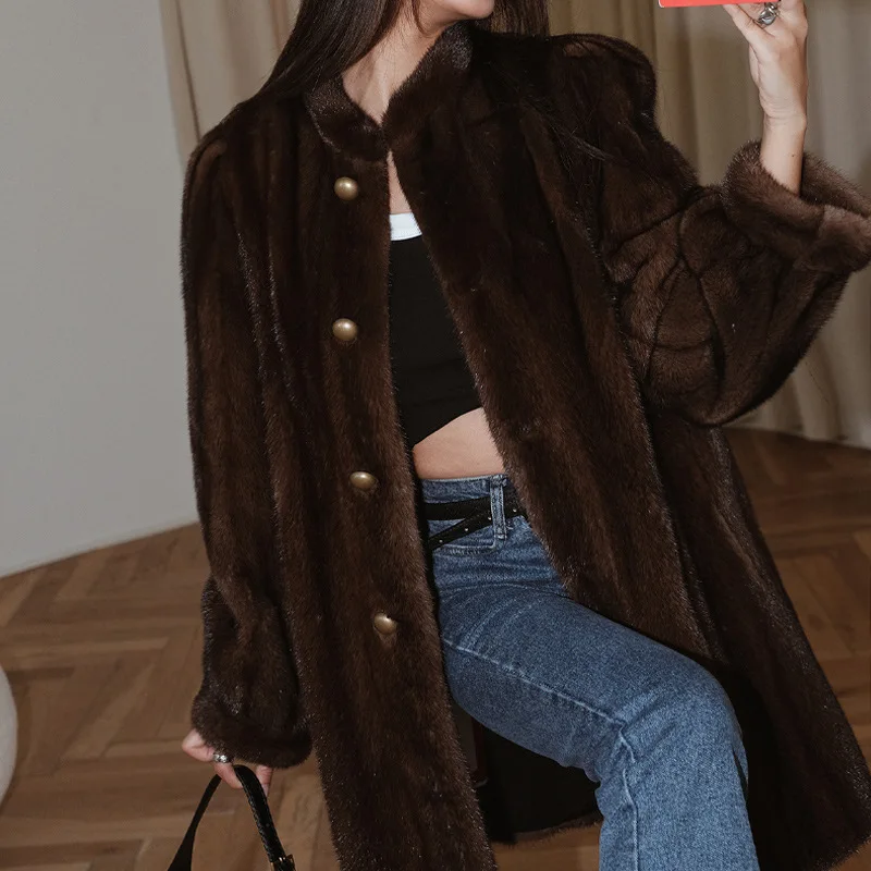 Environmental Protection Mink Fur Women's Long Thick Warm Mink Coat Women's Coat