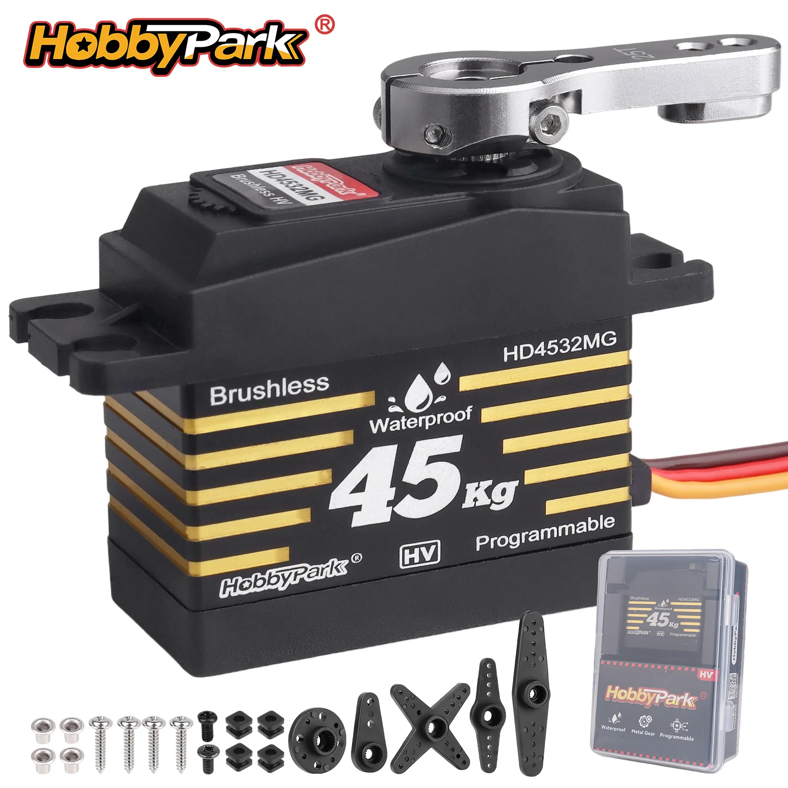 

Водонепроницаемый бесщеточный цифровой сервопривод HobbyPark 45 кг с металлическим редуктором для радиоуправляемых моделей 1/8, 1/10, краулеров, грузовиков, башеров