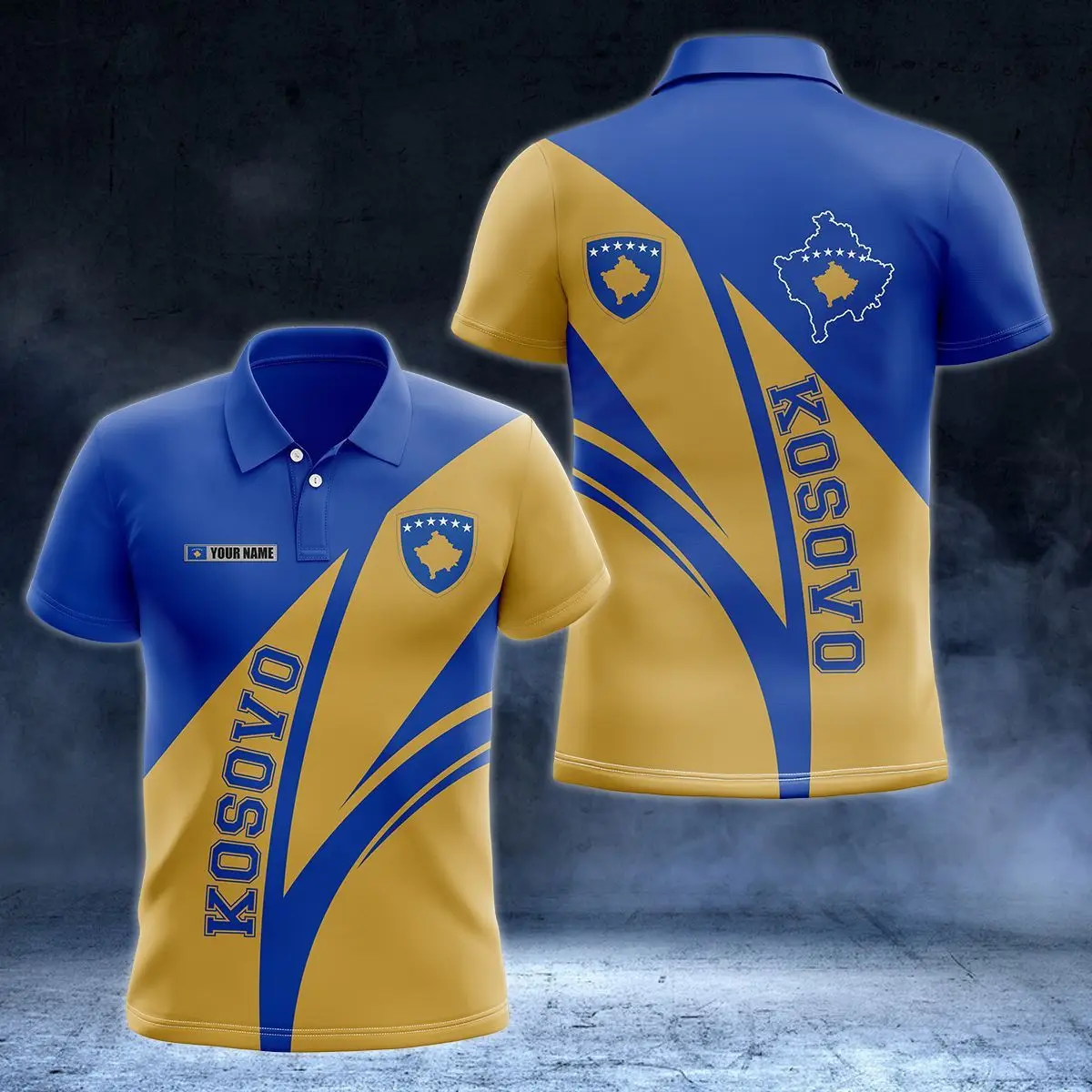 Custom Name Kosovo Shield Graphic Polo Shirt Summer Casual Unisex Pullover Cool E-Sports Jersey Oversized Short Sleeve Tops