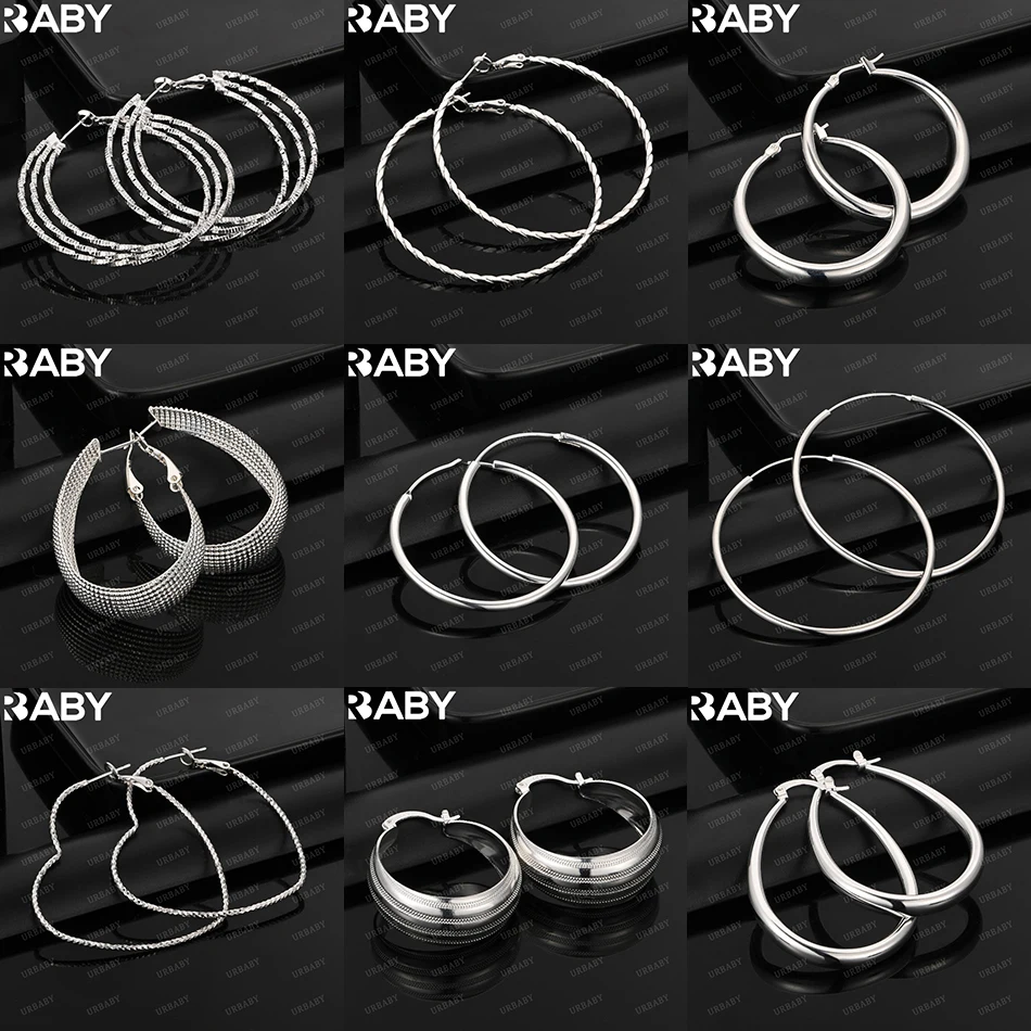

URBABY 925 Sterling Silver Design Earrings Hoop Earrings For Women Charm Trend Birthday Gifts Fashion Party Fine Jewelry